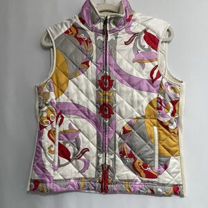 J. McLaughlin 100% Silk Floral Medallian Zippered Vest Sz M